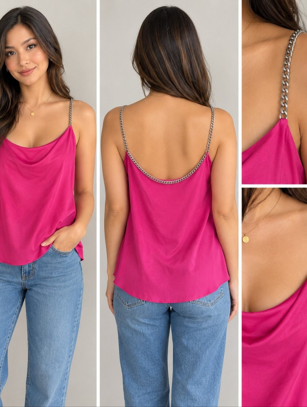 Rachel Zoe Women’s Hot Pink Satin Slip Dress
